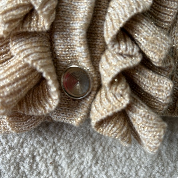 Ruby Rd. Ruffled Tan Cardigan. size L - Picture 6 of 7